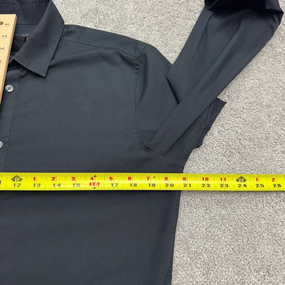 H&M Slim Fit Easy Iron Dress Shirt Mens Medium Black Long Sleeve Classic Work